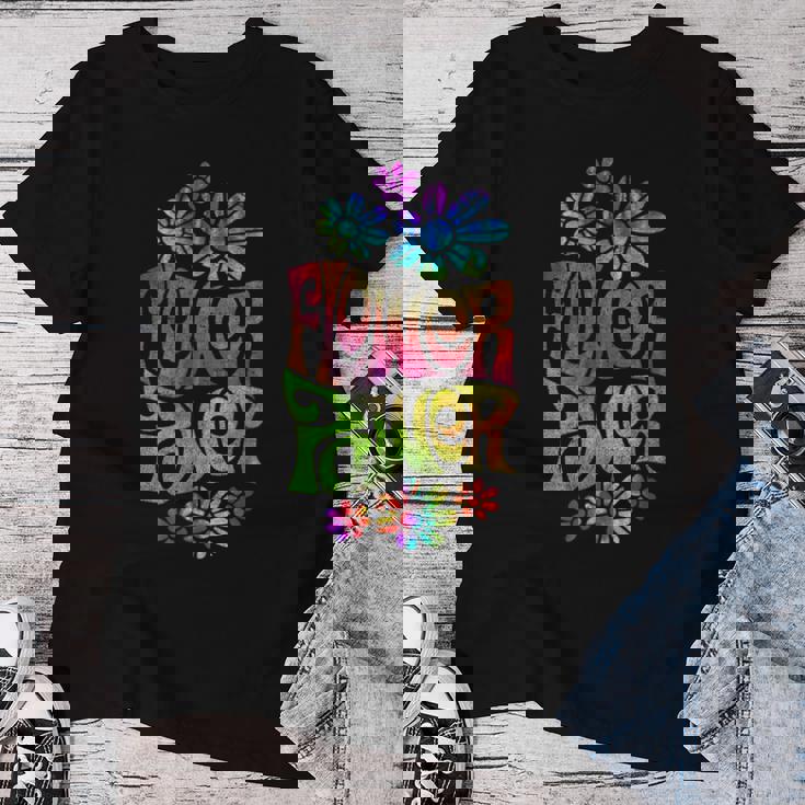 Flower Power ヒッピー サイケデリック '70年代レトロ レディースTシャツ 面白い贈り物