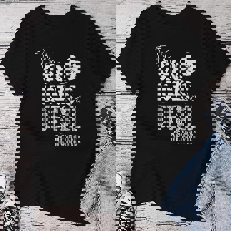 Girl Loves Diesel メカニックシャツ 面白いバレンタインデーギフト レディースTシャツ 面白い贈り物