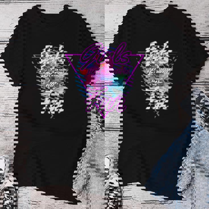 Girls Just Wanna Have Fun 1980S Eighties Costume Party レディースTシャツ 面白い贈り物