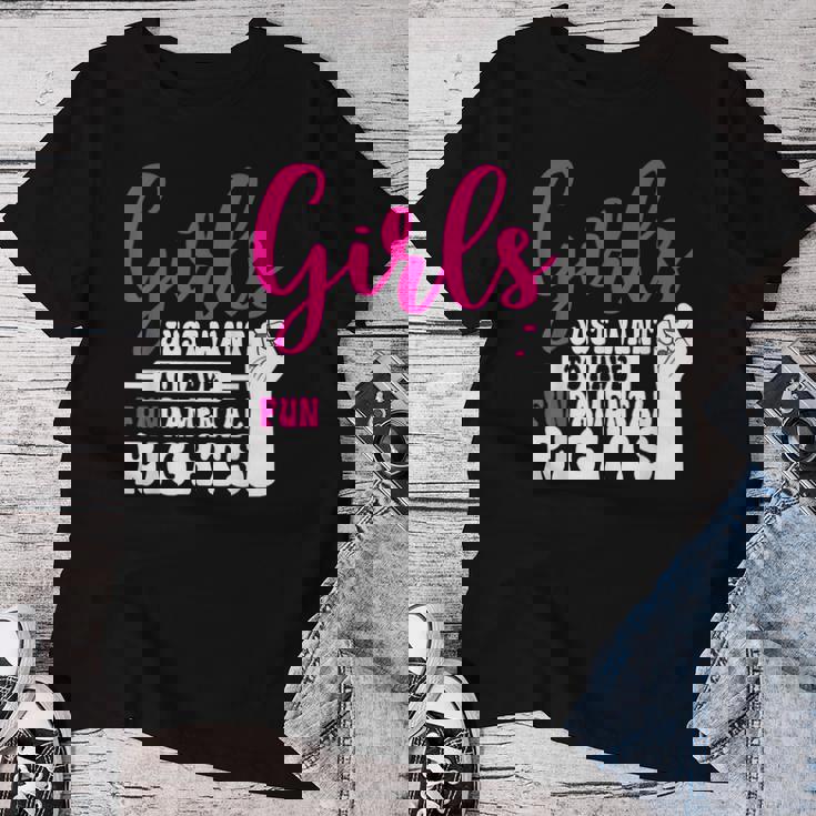 Girls Just Want To Have Fundamental Rights レディースTシャツ 面白い贈り物