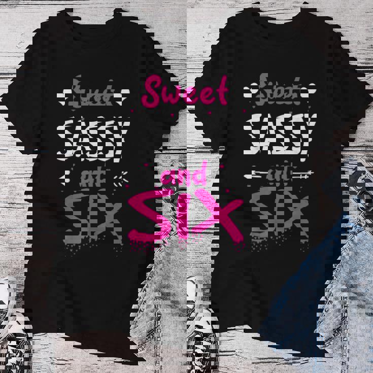 Happy 6Th Birthdayweetassy Andix Girls 6歳 レディースTシャツ 面白い贈り物