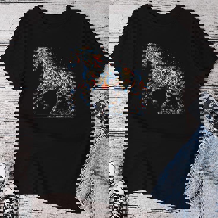 Horse Lover Majestic Horse 馬のグラフィック デザイン レディースTシャツ 面白い贈り物