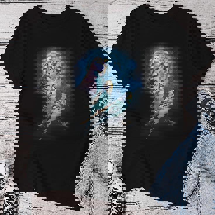 Howling At The Moon シャツ インコシャツ ファニーセキセイインコシャツ レディースTシャツ 面白い贈り物