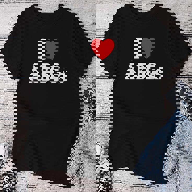 I Love Abgs I Heart Abg おもしろい アジアの赤ちゃん 女の子 恋人 レディースTシャツ 面白い贈り物
