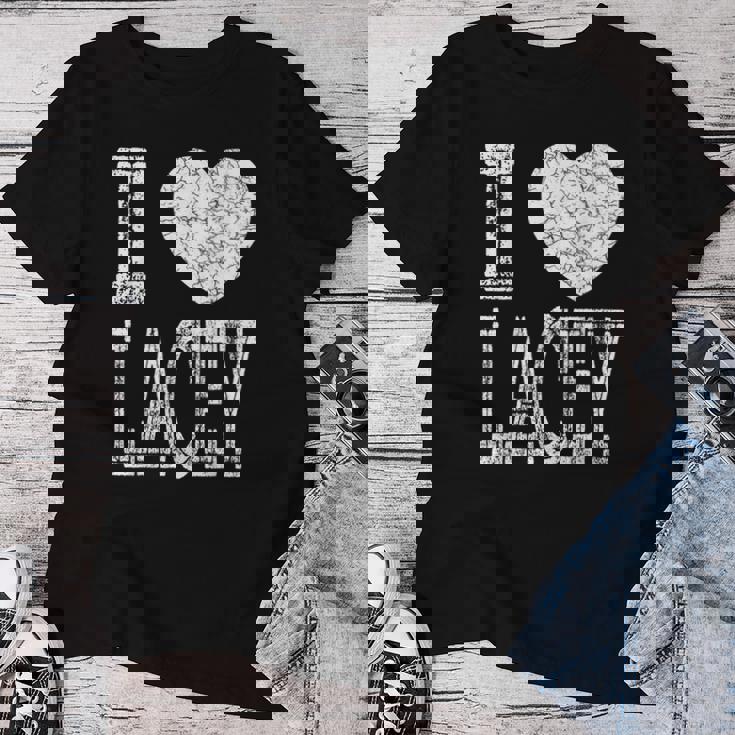 I Love Lacey バレンタイン ガールフレンド 女の子 娘 ハート 妻 レディースTシャツ 面白い贈り物