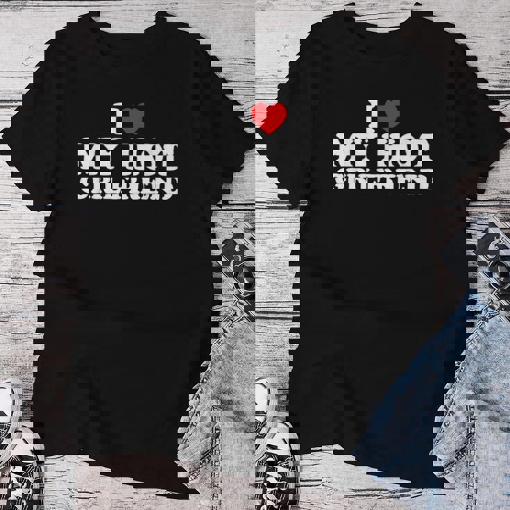 I Love My Hot Girlfriend レディースTシャツ 面白い贈り物