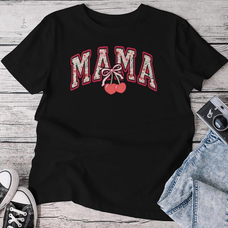 Mama Mommy Cherry Happy Mother's Day Mom Life Coquette Bow Women T-shirt Funny Gifts