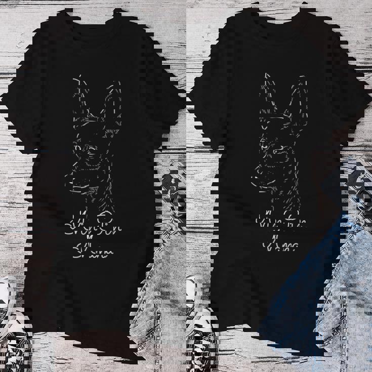 Min Pin Mama Dog Owner ミニチュアピンシャー ミニピンチャー レディースTシャツ 面白い贈り物