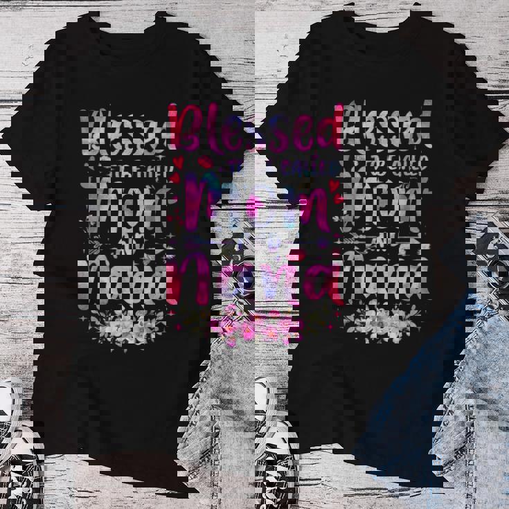 Mother's Day Blessed To Be Called Mom And Nana Flowers Women T-shirt Funny Gifts