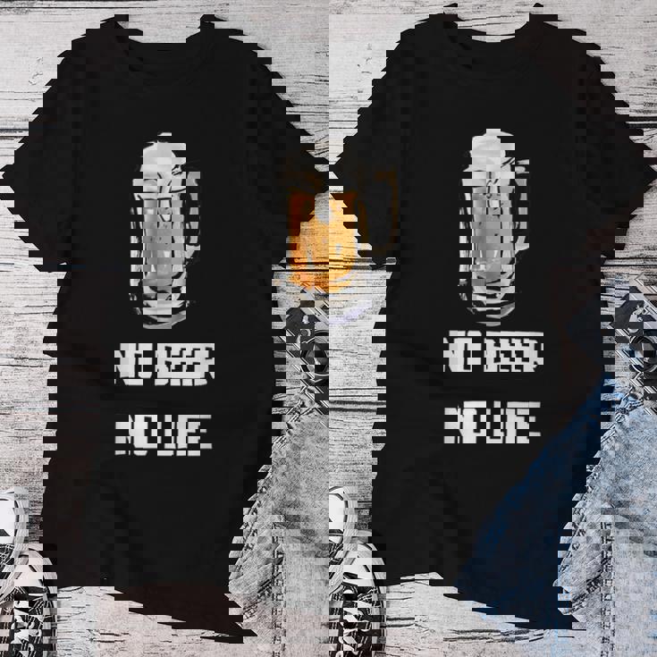 No Beer No Life レディースTシャツ 面白い贈り物
