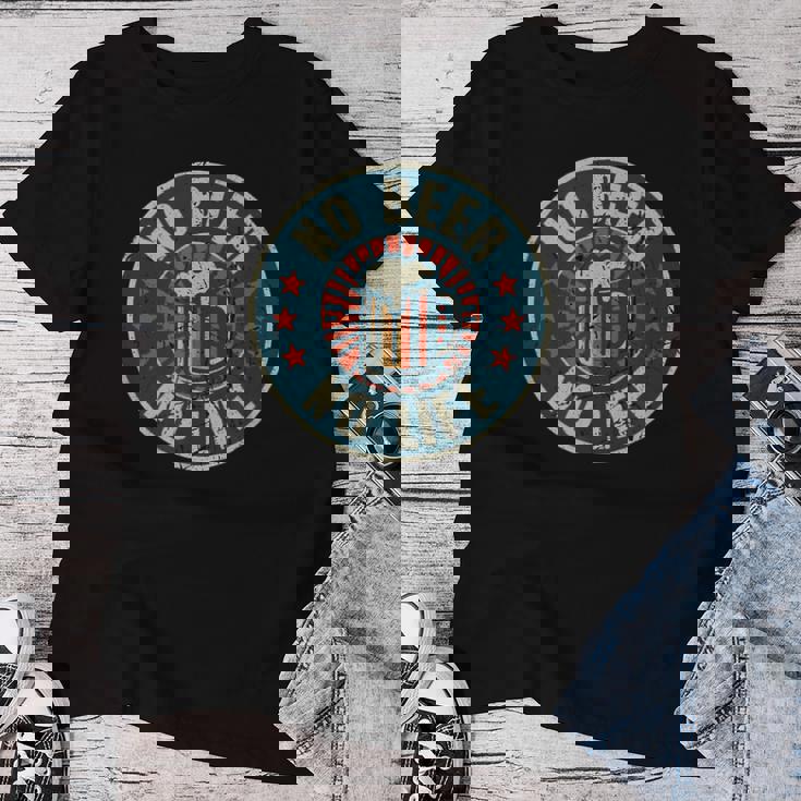 No Beer No Life ヴィンテージ飲酒 ビール愛好家向け ビールファン向け レディースTシャツ 面白い贈り物