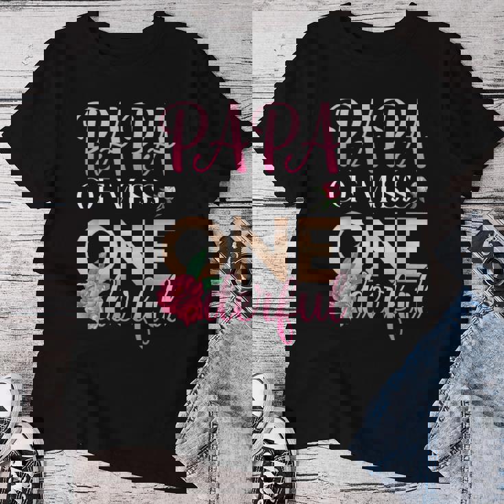 Papa Of Miss Onederful Girls 1歳の誕生日 マッチングファミリー レディースTシャツ 面白い贈り物