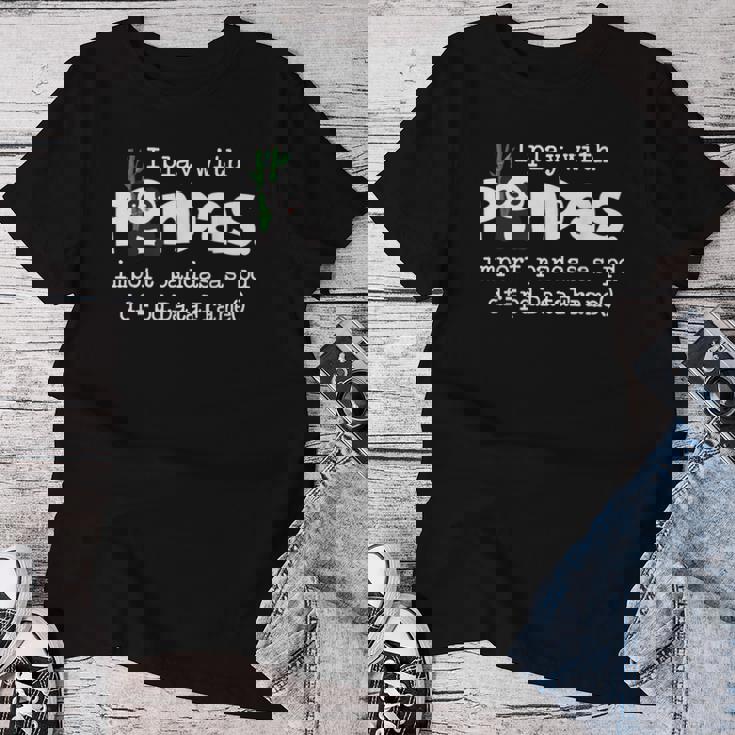 I Play With Pandas Python コンピューター コーディング プログラマー コーダー レディースTシャツ 面白い贈り物