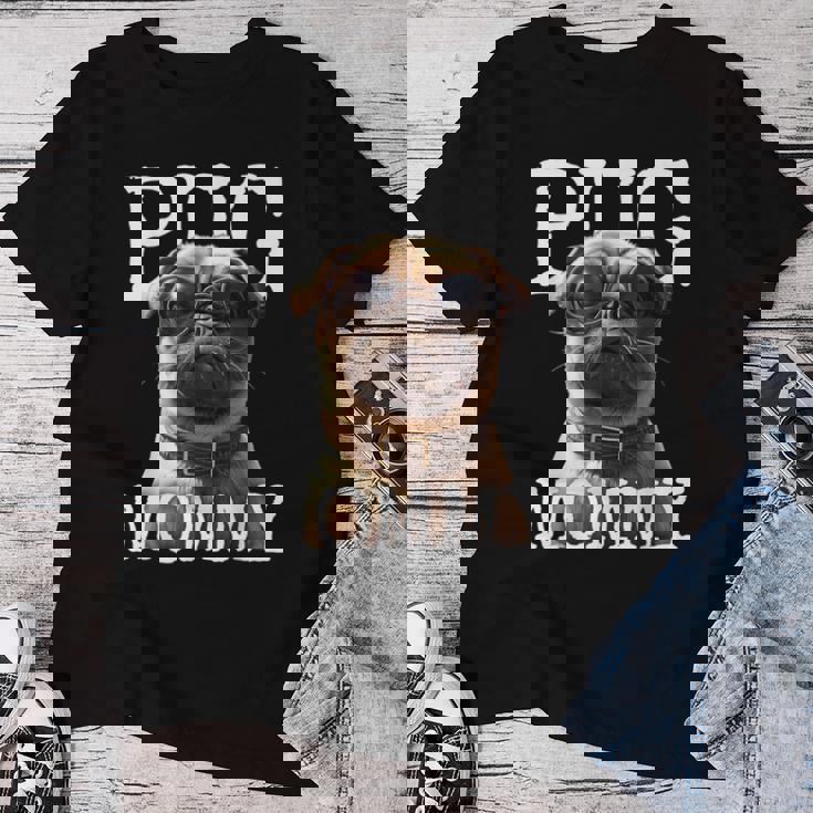 Pug Mommyパグ・マミー パグ・マム 犬のママ 母の日 パグ・ママ レディースTシャツ 面白い贈り物