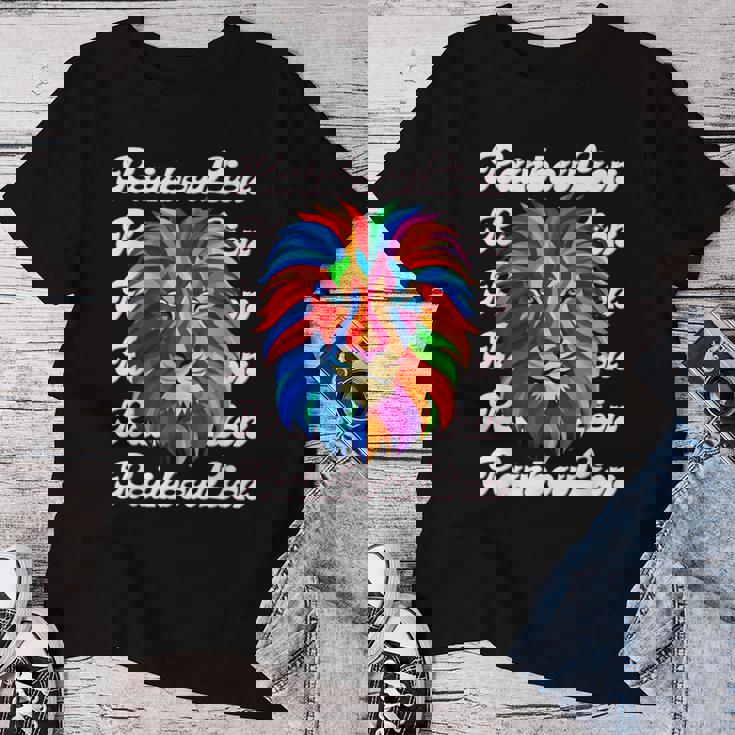 Rainbow Lion かっこいい おしゃれ ロゴ レディースTシャツ 面白い贈り物