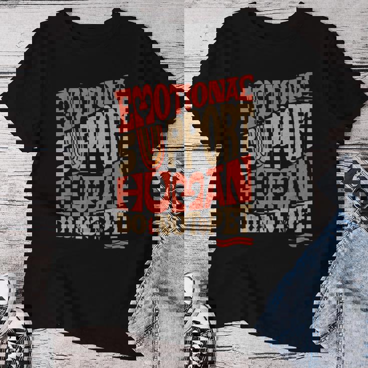 Retro Do Not Pet Emotionalupport Human Groovy レディースTシャツ 面白い贈り物