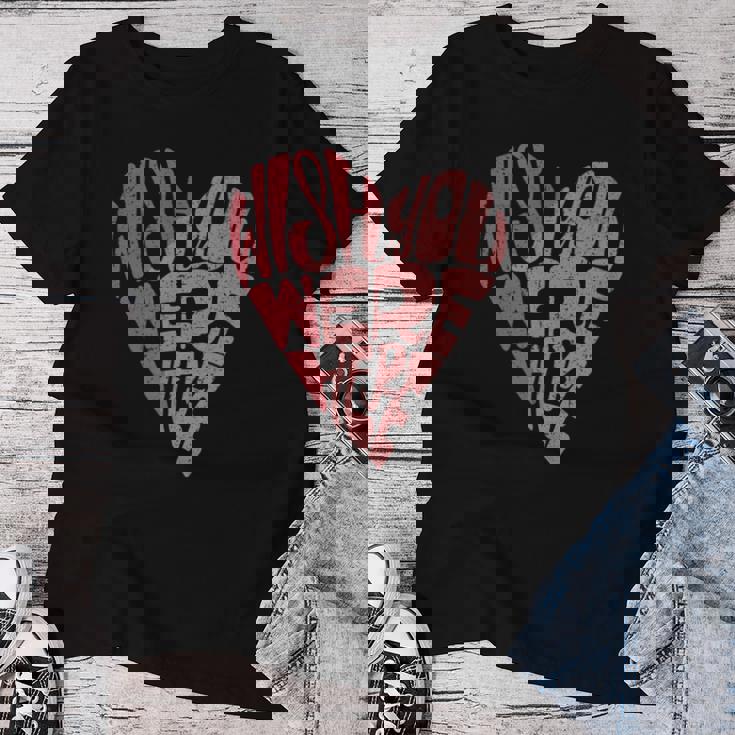 Seventies Heart Wish You Were Here Missing You レディースTシャツ 面白い贈り物