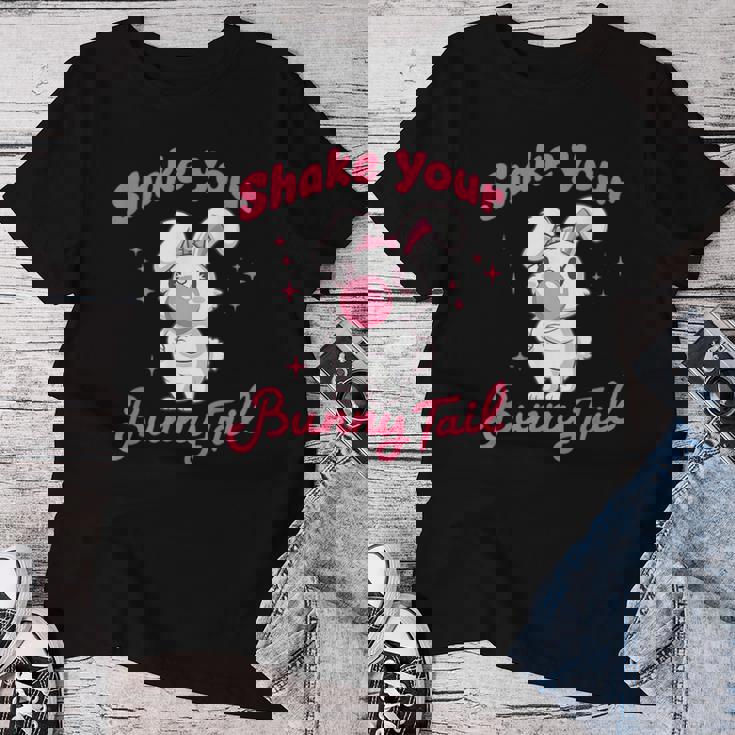 Shake Your Bunny Tail 愛らしいバブルガム レディースTシャツ 面白い贈り物