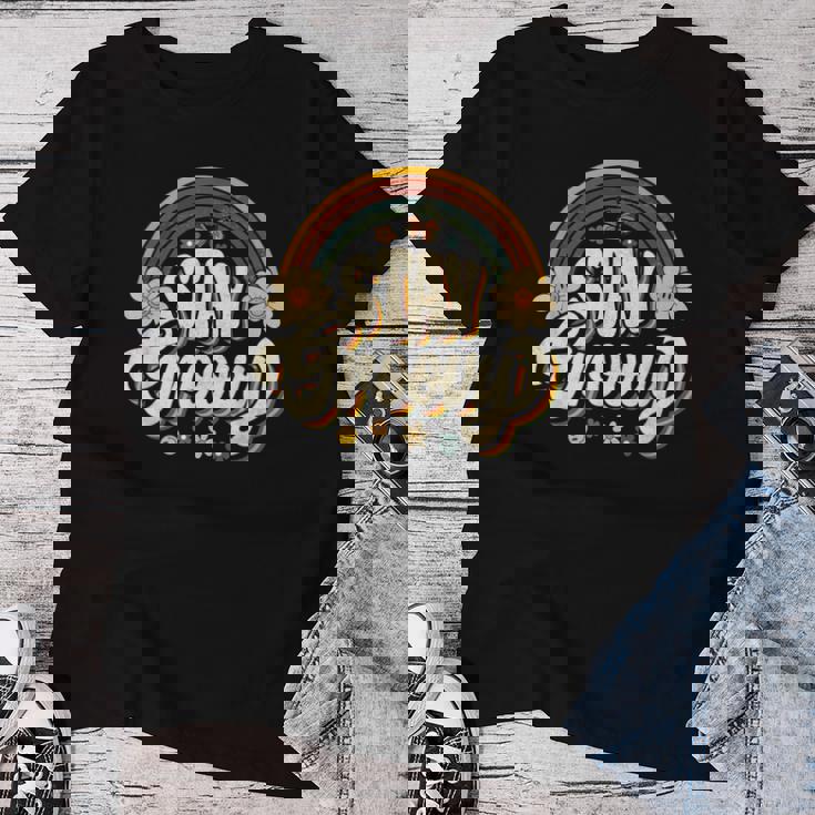 Vintagetay A Groovy 60S 70S Peace Positive Mind ヒッピー レディースTシャツ 面白い贈り物