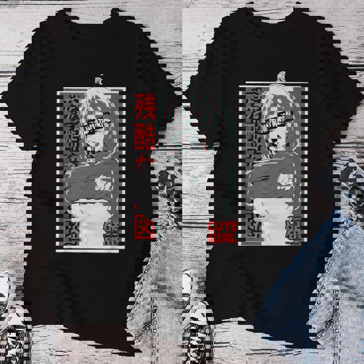 あがかお フェイス Lewd アニメ 女の子 和服 オタク用 レディースTシャツ 面白い贈り物