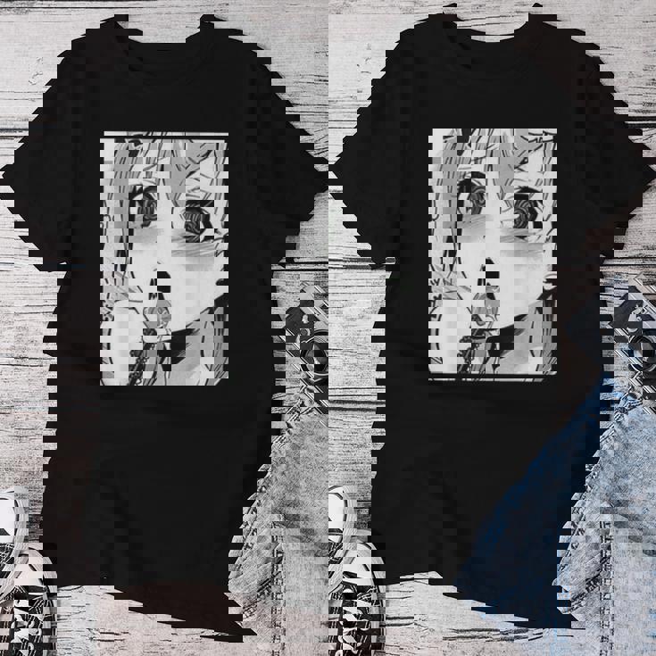 かわいいアヘ顔 アニメ 女の子 オタクウィーブ ラブ ビッグアイズ ドリップ レディースTシャツ 面白い贈り物