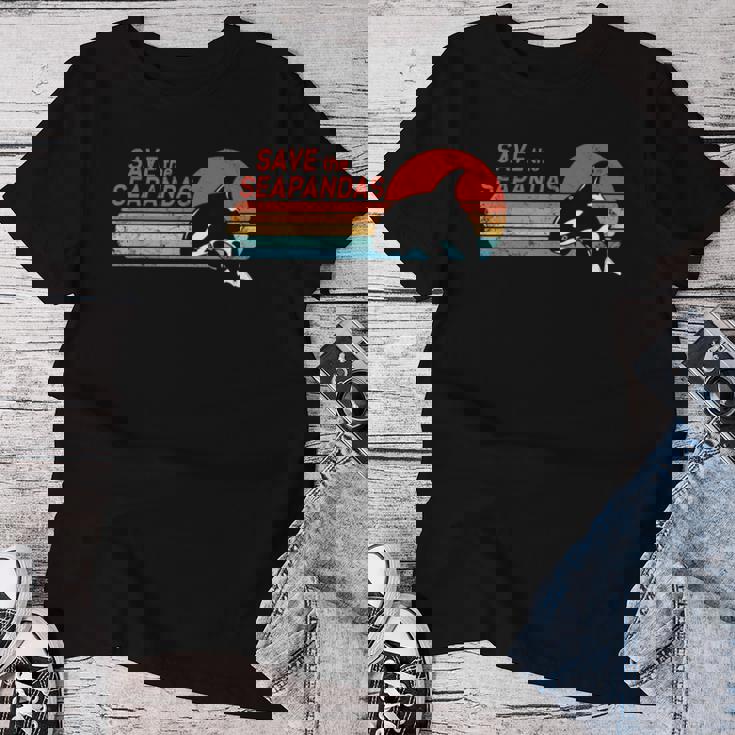 かわいいシャチave Theeapandas レディースTシャツ 面白い贈り物