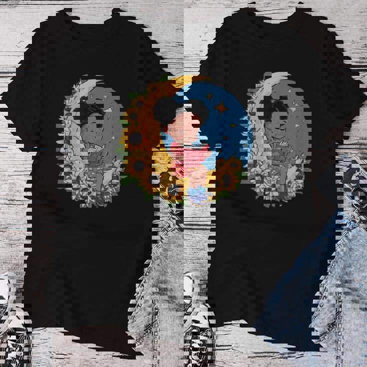 かわいいトップアフリカ系アメリカ人の黒人の女の子 レディースTシャツ 面白い贈り物