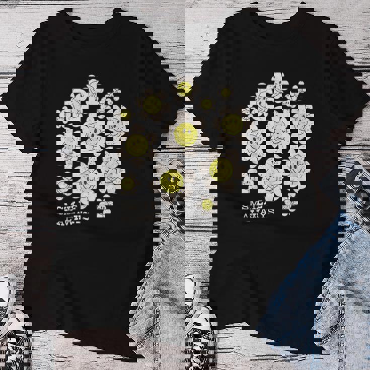 イエロー スマイル 顔 花mile Always キッズ 幼児 女の子 レディースTシャツ 面白い贈り物