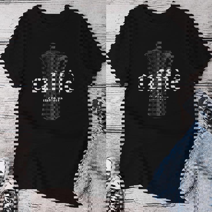 イタリアンカフェ Il Caffè Èita Coffee Is Life バリスタラテ 2 レディースTシャツ 面白い贈り物