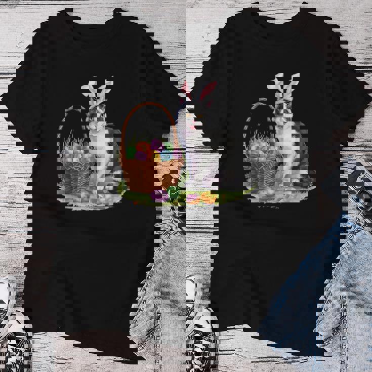 イースターデー 猫 バニー 耳 卵 イースター ウサギ 男性 女性 キッズ レディースTシャツ 面白い贈り物