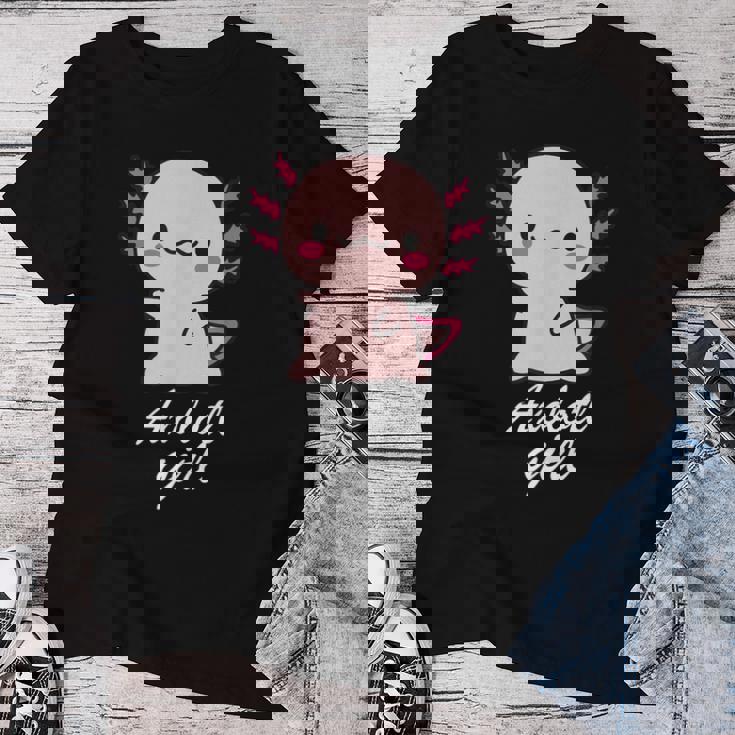 ウーパールーパーの女の子 レディースTシャツ 面白い贈り物