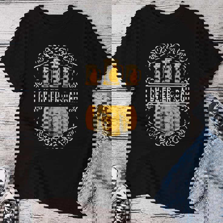 オクトーバーフェスト I Love Beer Bier & German クラシックミュージック レディースTシャツ 面白い贈り物