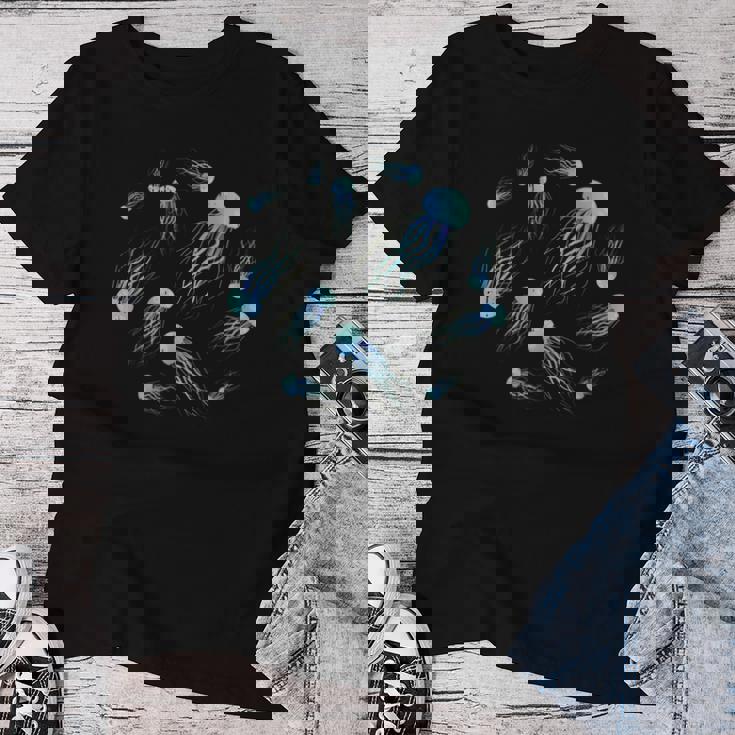 クラゲ柄 海洋生物 海洋生物 海洋生物 女の子 レディースTシャツ 面白い贈り物