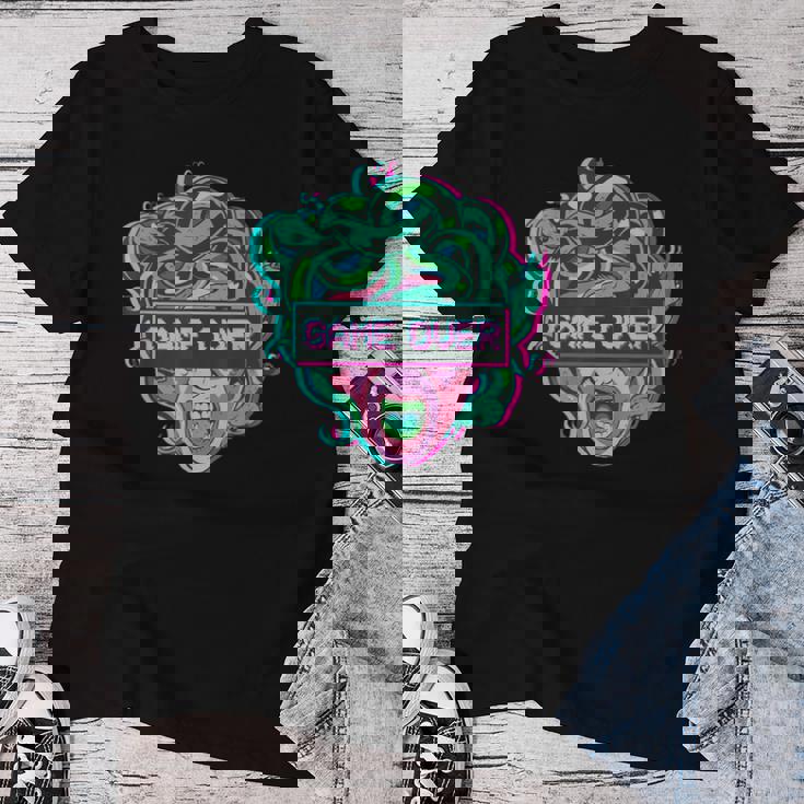 ゲームオーバー・メドゥーサ Alt Indie Aestheticaporwave Egirl Eboy レディースTシャツ 面白い贈り物