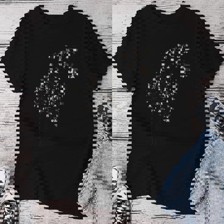 タンポポ ボーダーコリーの花、花のボーダーコリーの木 レディースTシャツ 面白い贈り物