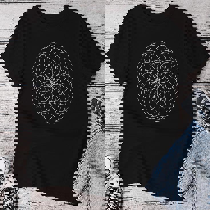 チューブトーラス 生命の花 神聖な幾何学模様 模様 形 レディースTシャツ 面白い贈り物