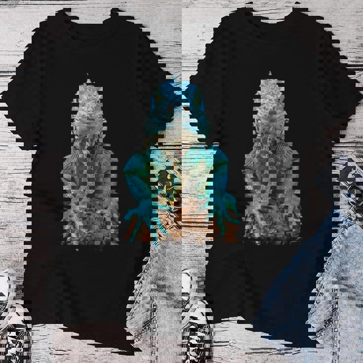 トカゲ イグアナ クール 爬虫類 グラフィック – 男性、女性、男の子、女の子。 レディースTシャツ 面白い贈り物