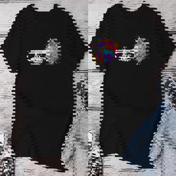 トランペット 女性 男性 音楽 教師 カラフル コルネット コルネティスト レディースTシャツ 面白い贈り物