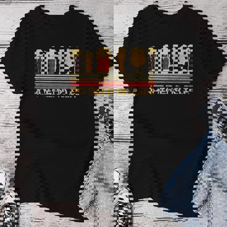 ビール 酒 面白いtシャツ No Beer No Life 飲み おもしろ 飲み会 のんべえ メンズ ネタ 服 レディースTシャツ 面白い贈り物