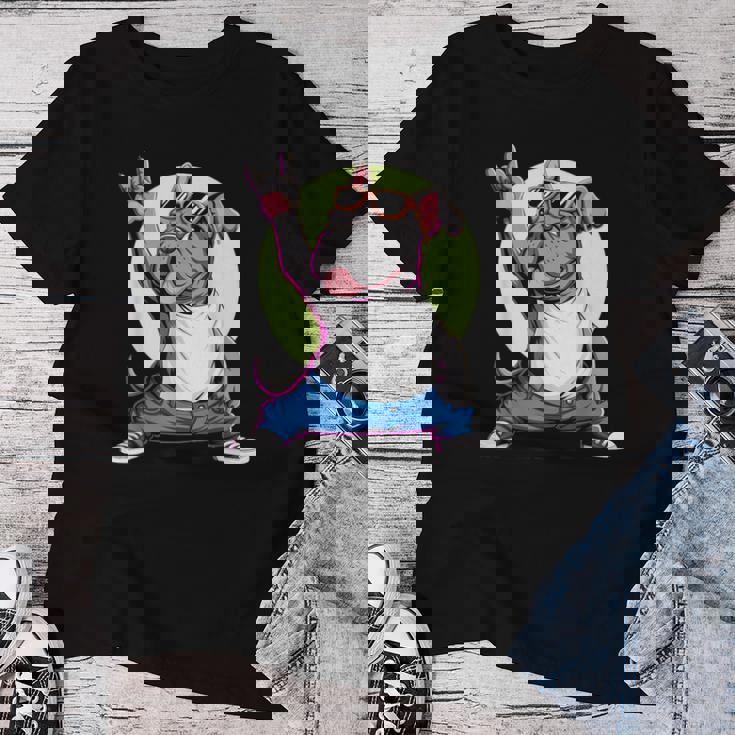 ブルドッグ ロックミュージック 男性 子供 女性 グルービー ブルドッグ レディースTシャツ 面白い贈り物