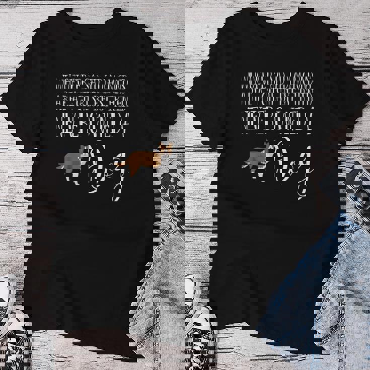 ボーダーコリー ギフト 犬 レッド オレンジ ブラウン 女の子 親友 レディースTシャツ 面白い贈り物