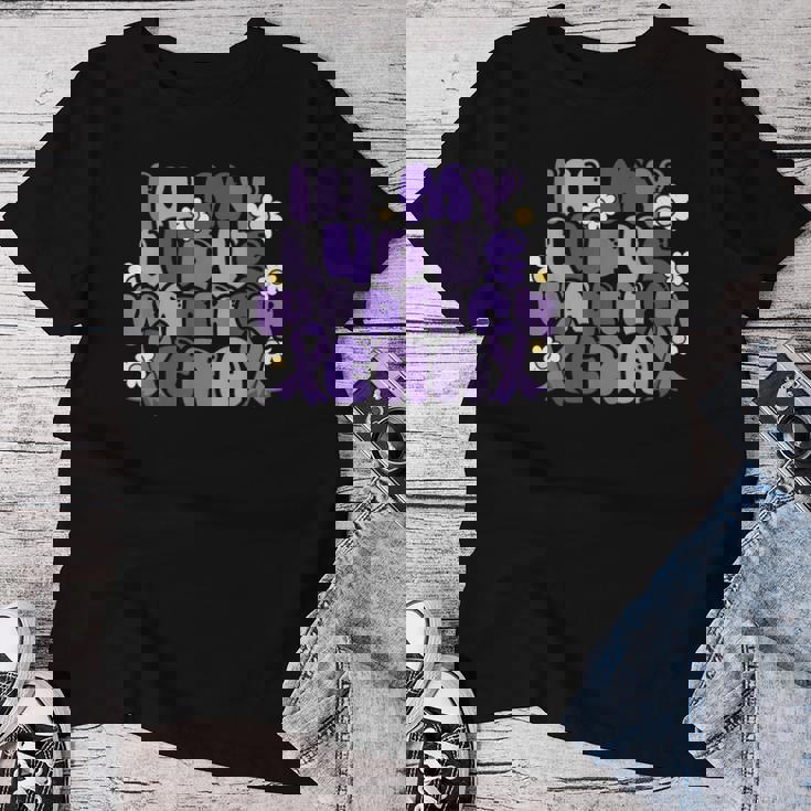 ループス・アウェアネス Lupus Warrior Era Wear Purple Ribbon Groovy レディースTシャツ 面白い贈り物