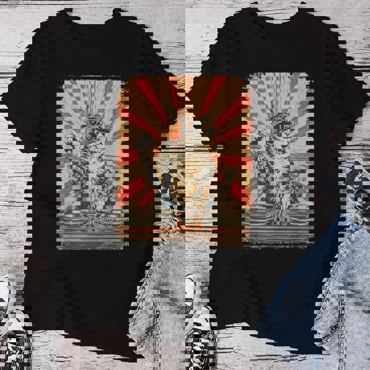 レトロ Dj 猫 ヘッドフォン付き ディスコ 音楽愛好家 男性 女性 キッズ レディースTシャツ 面白い贈り物