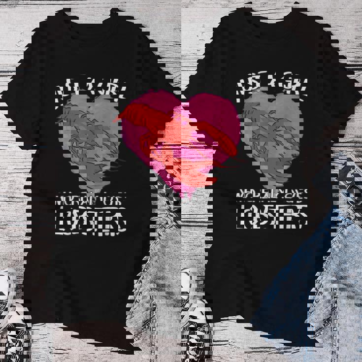 ロブスターが大好きな女の子です。ザリガニ ロブスター レディースTシャツ 面白い贈り物