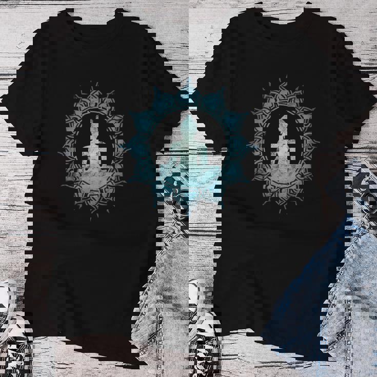 仏 瞑想 チャクラ 蓮の花 仏教 ヨガ レディースTシャツ 面白い贈り物