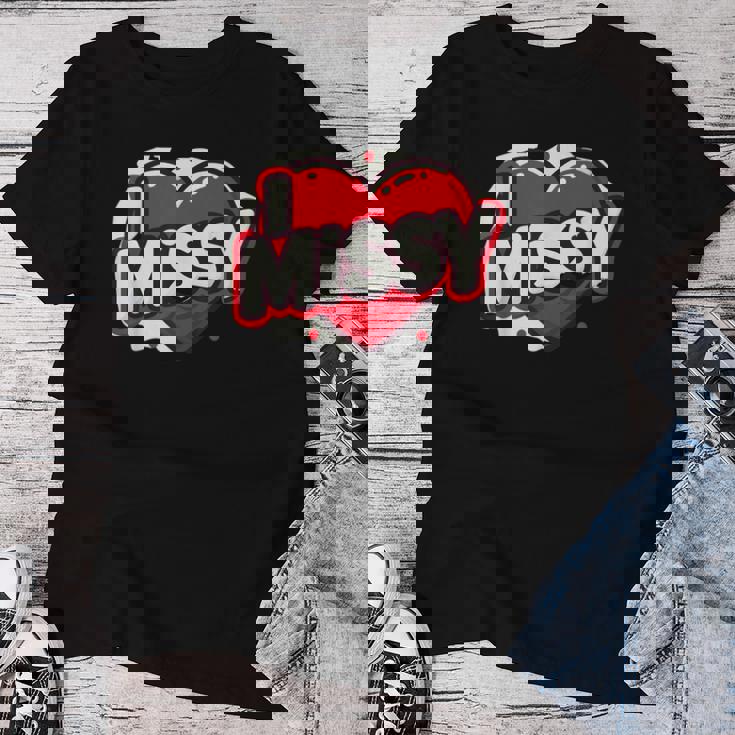 名前入り Missy I Love Missy レディースTシャツ 面白い贈り物