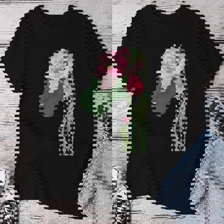 咲く蓮の花 蓮の花 ハス ヴィンテージ 日本美術 小原古邨 新版画 レディースTシャツ 面白い贈り物