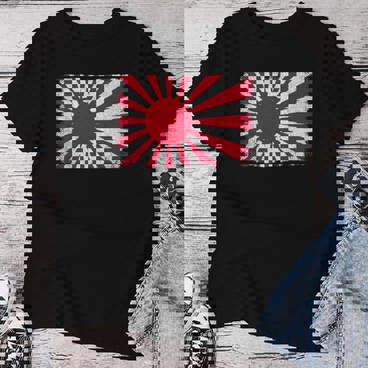 大日本帝国 男性 女性 グランジ ヴィンテージ 旭日旗 レディースTシャツ 面白い贈り物