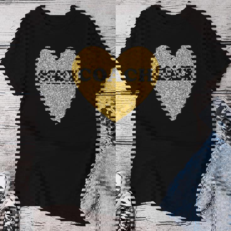 女性用および男性用コーチハートスポーツコーチ レディースTシャツ 面白い贈り物