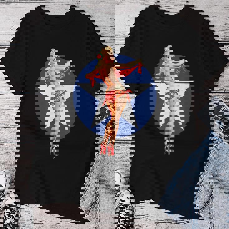 愛国心 ヴィンテージ セクシー ピンナップ 女の子 レディースTシャツ 面白い贈り物